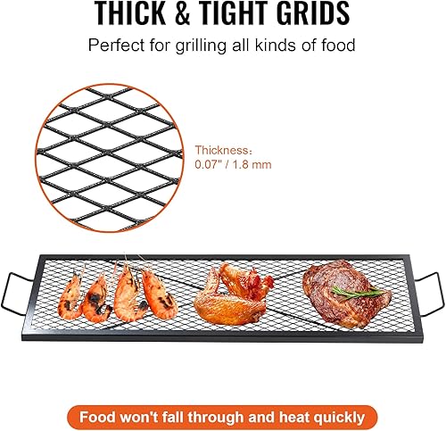 Miniatura 4 de VEVOR X-Marks - Rejilla para parrilla de hoguera, rejilla de cocción rectangular, parrilla de acero resistente para fogata BBQ con mango y alambre