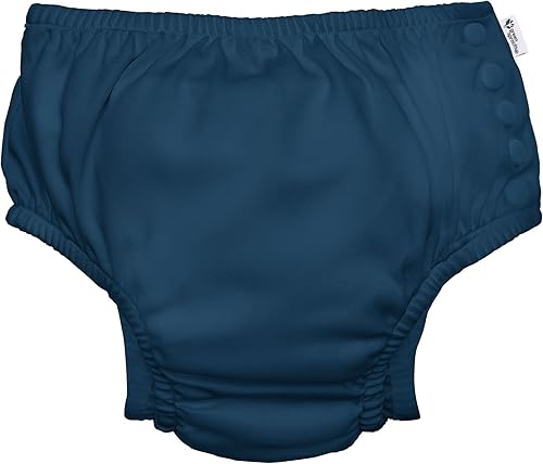 i play. by green sprouts - Pañal de natación reutilizable con refuerzos, UPF 50, azul marino, diseño patentado, estándar 100 por OEKO-TEX