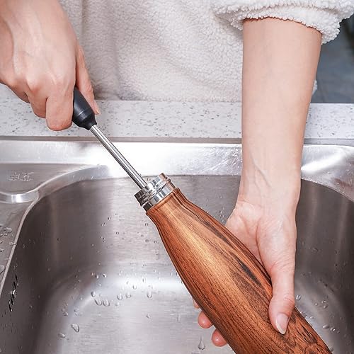 Miniatura 9 de Purtribe Cepillo de limpieza de botellas de agua, cepillo de acero inoxidable, compatible con botellas deportivas, vasos, tazas de agua, tazas de