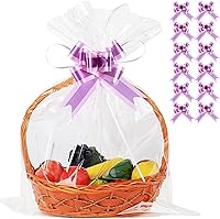 Vista 18 de UltraOutlet Paquete de 50 bolsas grandes de celofán de 18 x 24 pulgadas, cesta de regalo de celofán transparente, 2.3 mil de grosor, bolsas