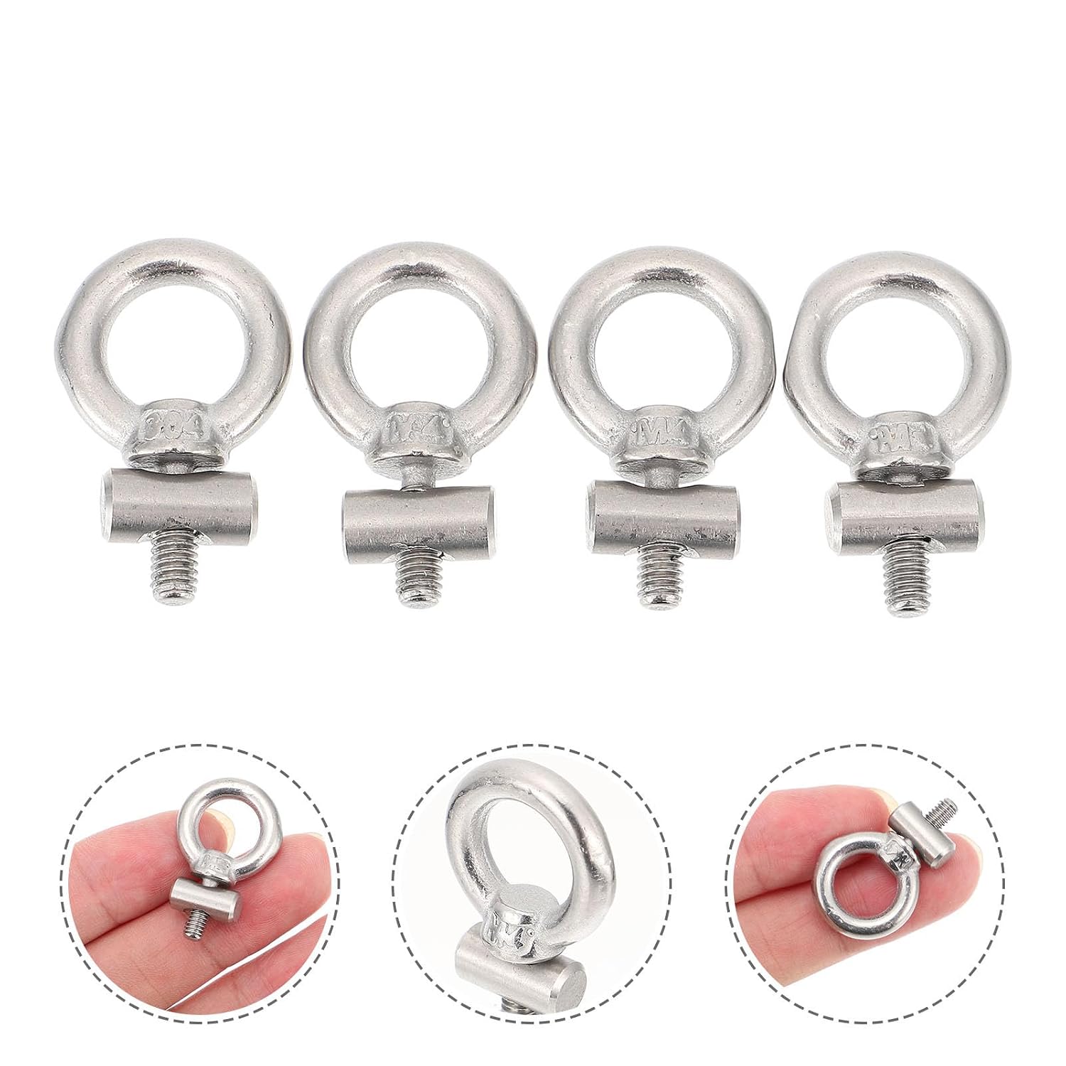 Generic 4pcs 304 Stainless Steel Eye Nut Ring Nut with Threaded Screw Lifting Eye Screw Fastener for Industrial Use