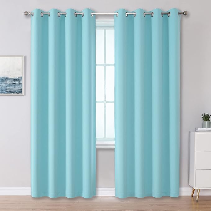DUALIFE Aqua Curtains for Living Room Bedroom Light