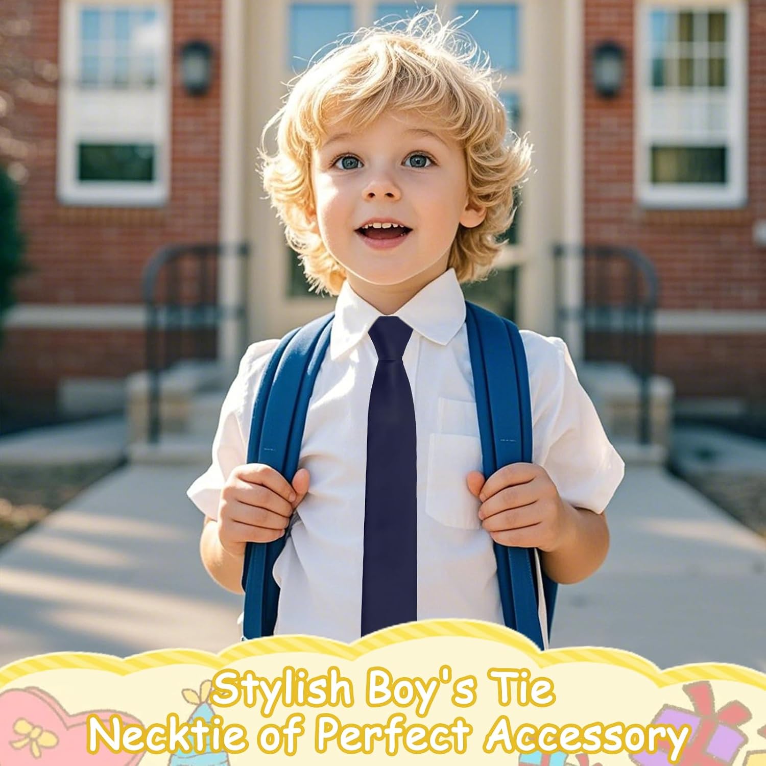 Adjustable Boys Tie Solid Color Ties for Boys Kids Necktie for School Wedding Party Graduation Banquet Celebration