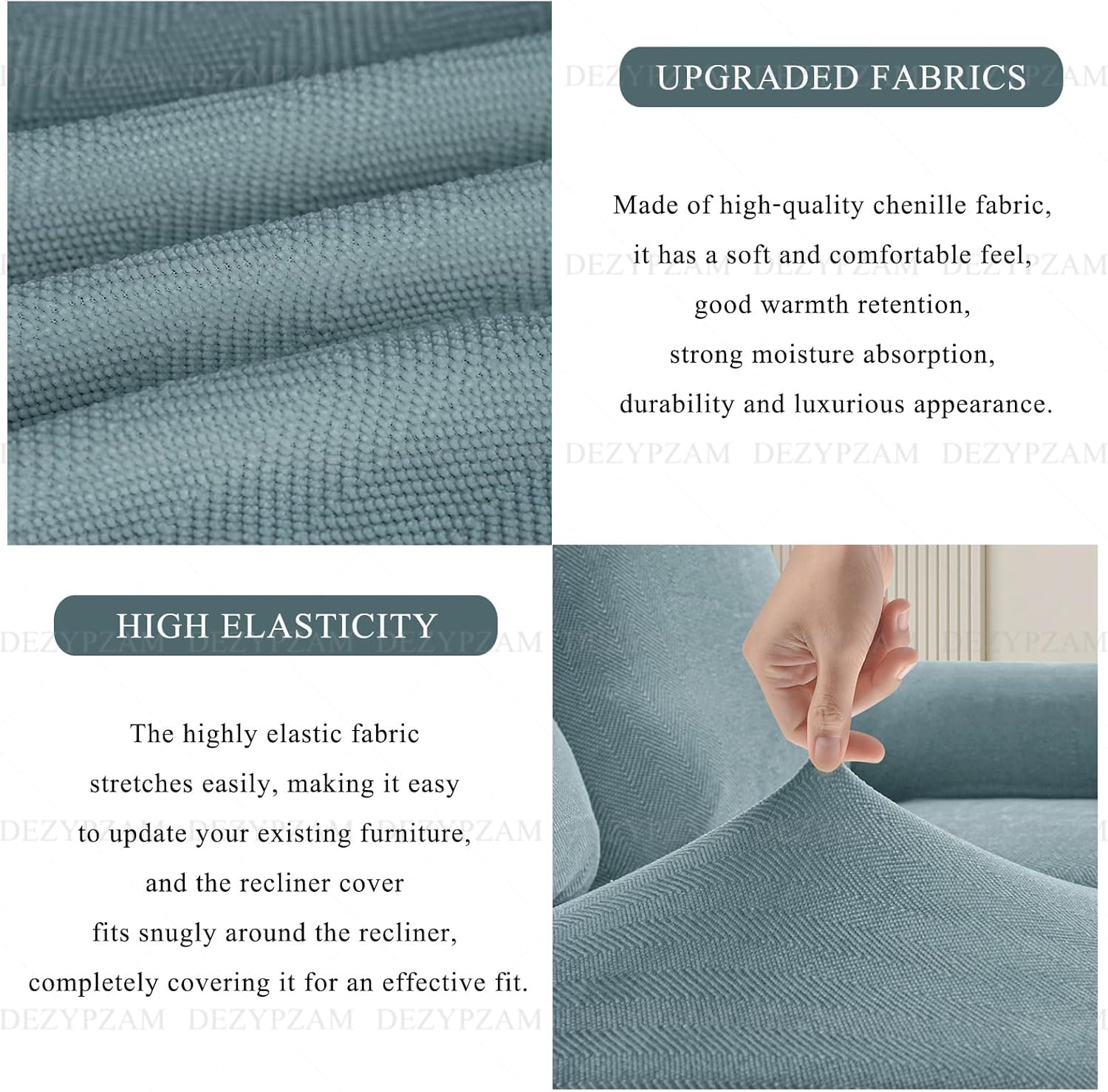 Seater Recliner Sofa Covers Recliner Chair Covers Stretch Recliner Covers Stretch Recliner Sofa Slipcover Recliner Cover Recliner Furniture Protector (Grey 4 Seater)