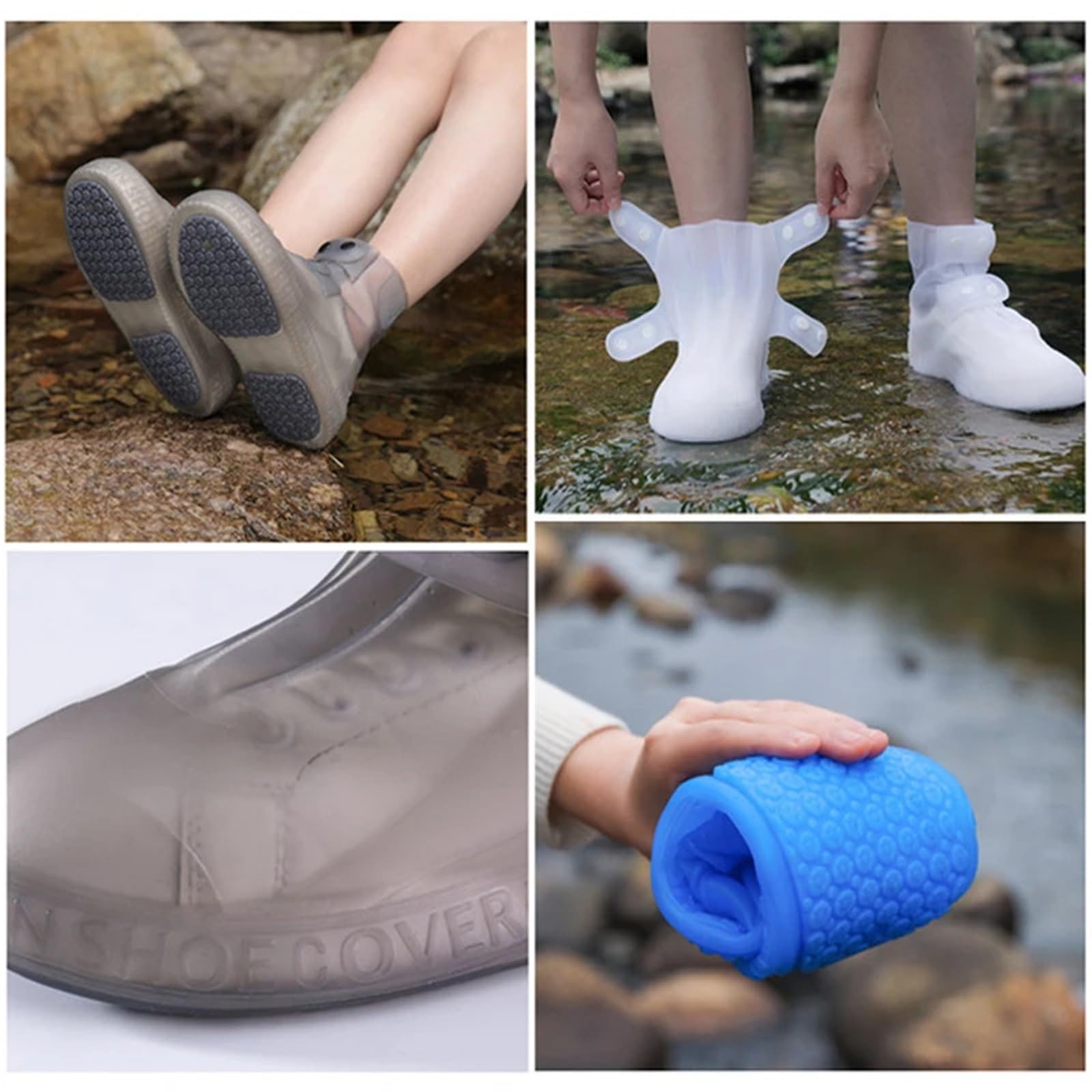 3 pares de cubiertas for zapatos lluvia impermeables antideslizantes Botas for exteriores resistentes al desgaste for mujeres y hombres para Protección