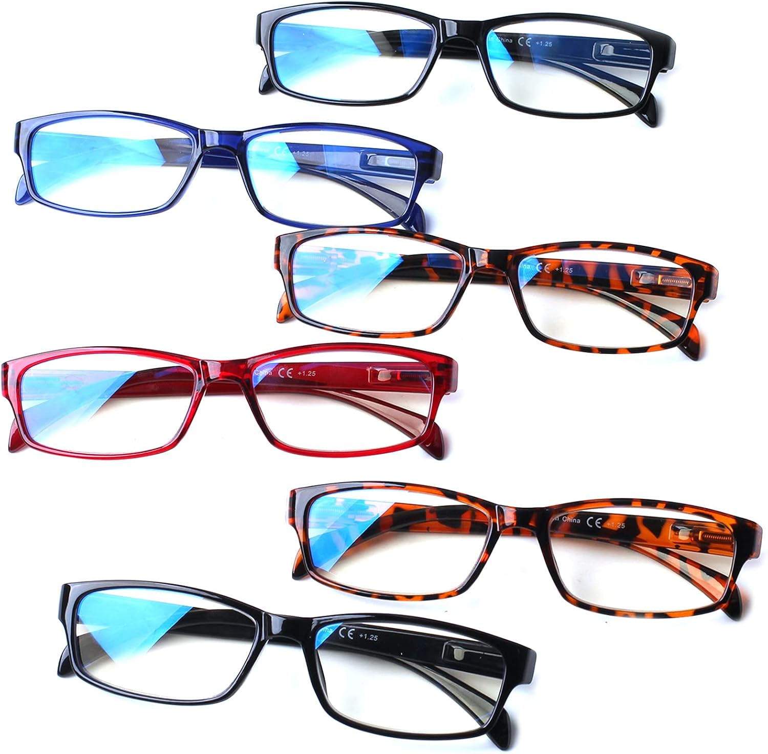 JOSCHOO Computer Reading Glasses for Women and Men 6 Pack Blue Light Blocking Spring Hinge Readers