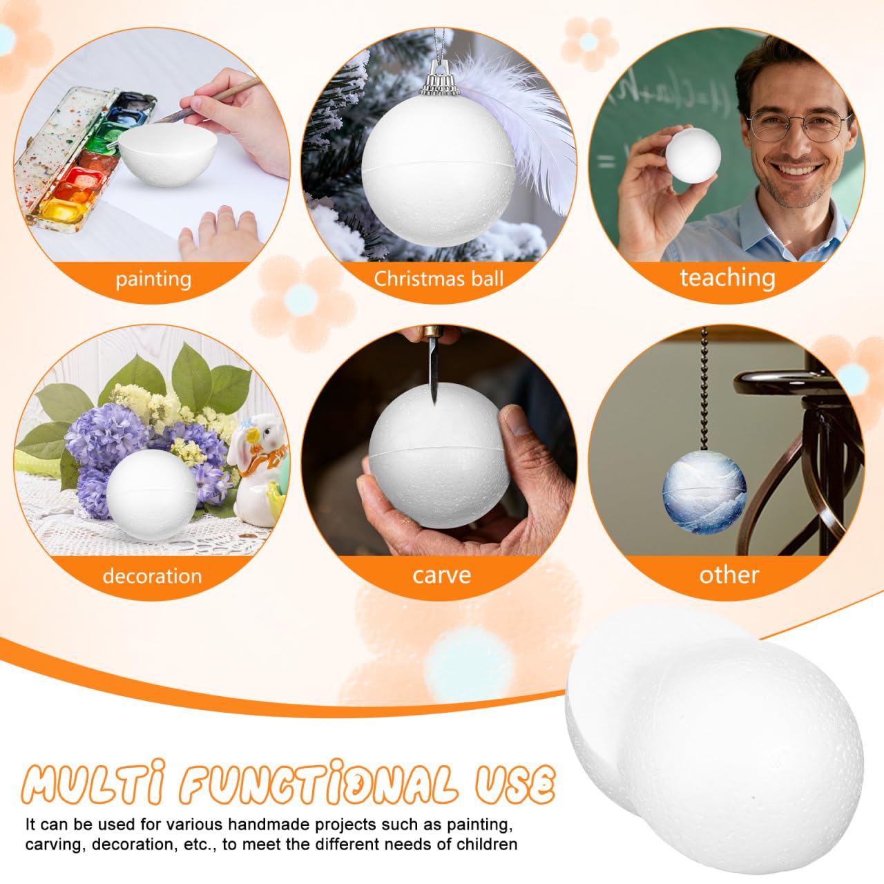 VILLCASE 10 Stück Styropor Halbkugeln 10cm, weiße Schaumstoff Halbkugeln, Styropor Kugel für DIY Bastelmaterialien Weihnachtsbaum Ornamente und Hochzeiten Partys Dekorationenfür DIY-Bastelmaterialien