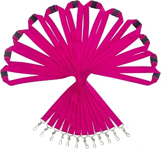 12 Pack Breakaway Lanyards, Durable Neck Straps for Schools, Office, Cruise, Rose Red