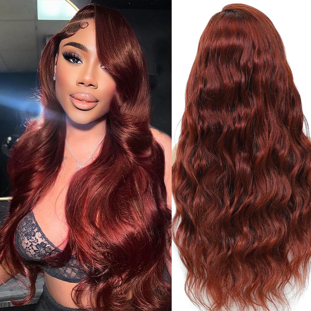 28 Inch Reddish Brown Lace Front Wigs Human Hair Pre Plucked Body Wave Human Hair Wig 13x4 HD Lace Frontal Wigs Human Hair 200 Density Reddish Brown Glueless Wigs Human Hair