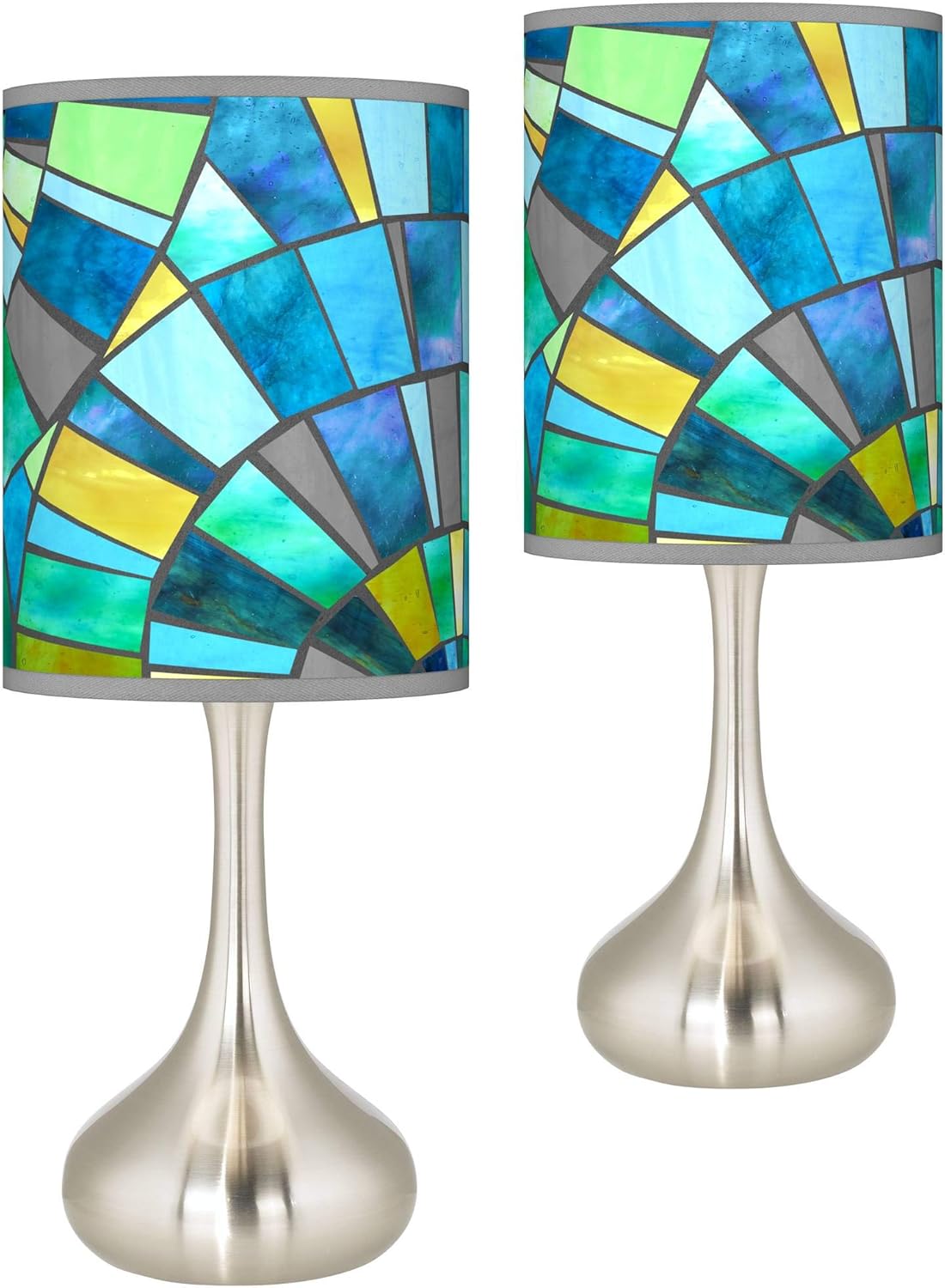 Droplet 23 1/2" Lagos Mosaic Print Shade Table Lamps Set of 2