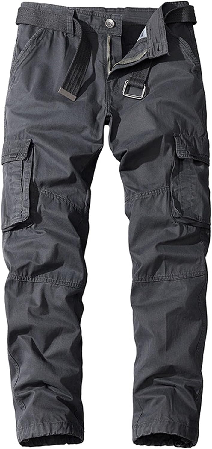 JEsilunmaMY Men's Casual Cotton Straight Cargo Pants Military Army Combat Work Pants Loose Tactical Pants with Multi Pockets