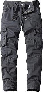OULIWANGLUO Men's Loose Multi-Pocket Overalls Mid-Waist Cotton Casual Pants Sweat-Absorbing Breathable Straight Trousers