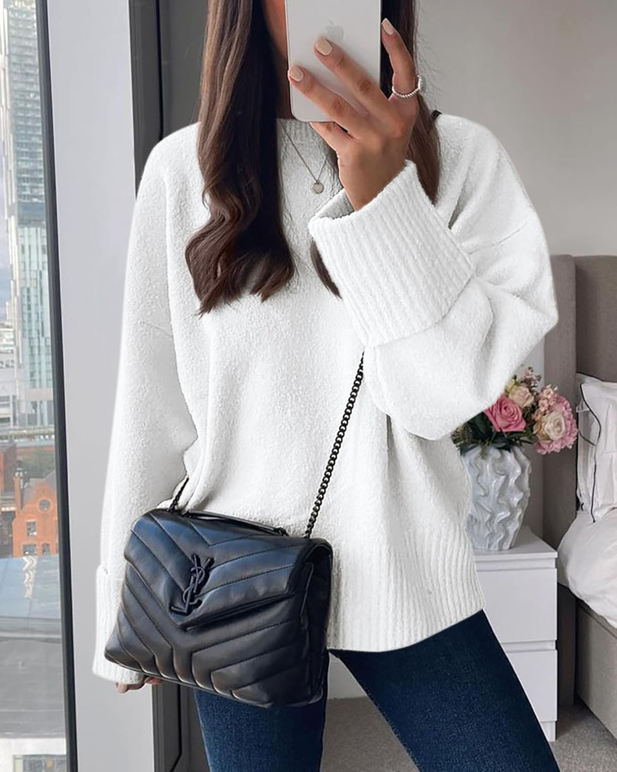 PRETTYGARDEN Women's Fall Oversized Sweaters Casual Crewneck Pullover Long Sleeve Fuzzy Chunky Knit Tops Blouse - Image 7
