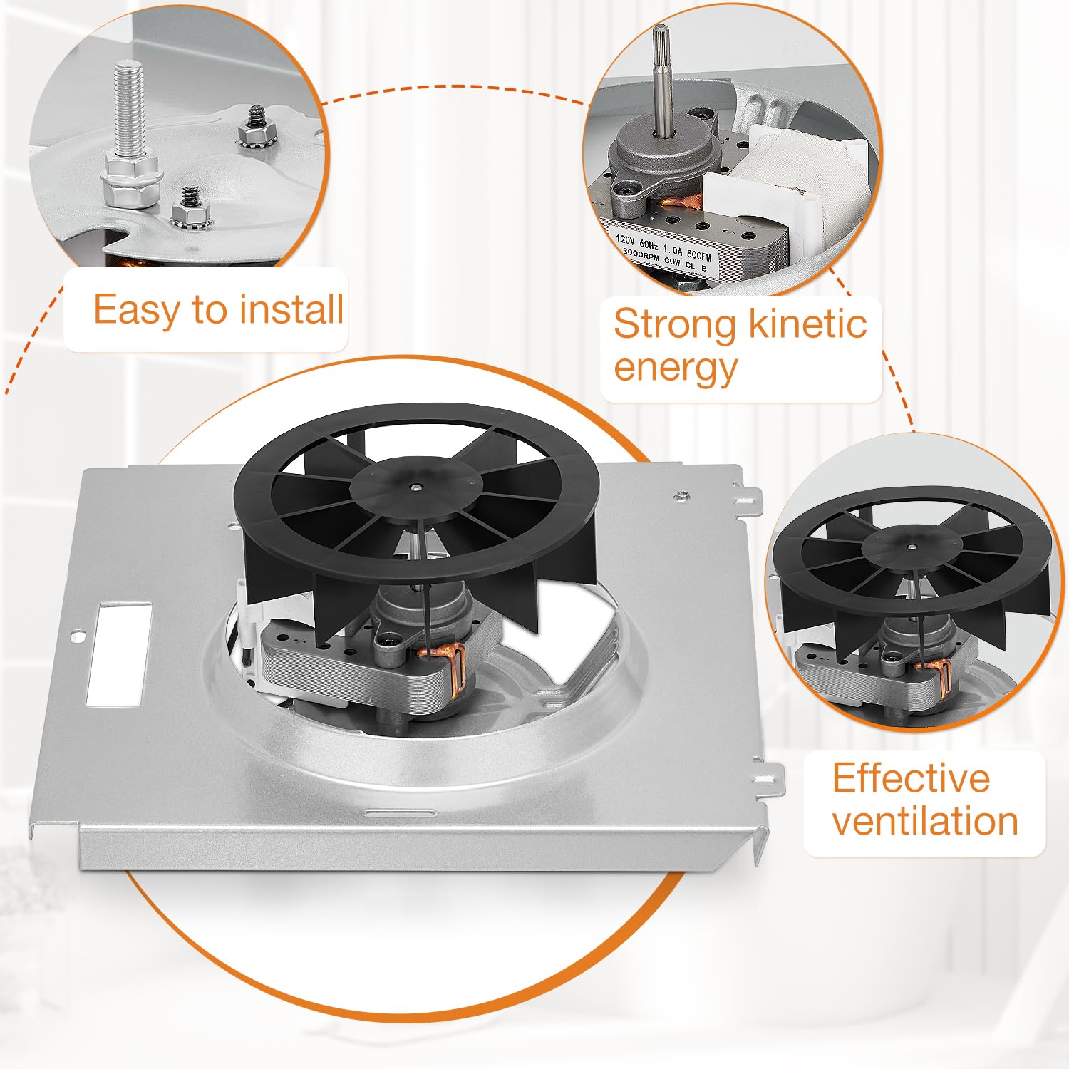 Upgraded 763RL B Unit 50 CFM, 9"x9" Bathroom Exhaust Fan Compatible with Nutone 763RL/769RL A Unit 763RLN-R01 Fan Motor Assembly Fit 769RF/769RL B Unit(70 CFM), S0503B000, 120v, 2.0 Sone