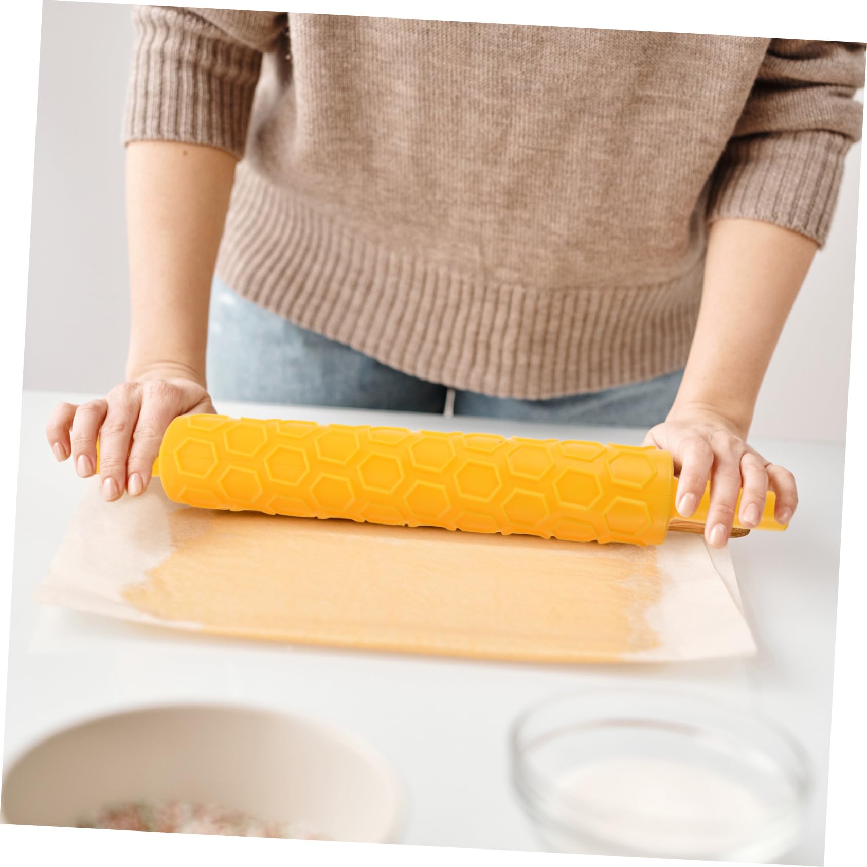 4 Stück Geprägtes Keks Nudelholz aus Lebensmittelechtem Kunststoff Leicht und Kreativ für Gleichmäßige Teigtextur Beim Backen und Geselligem Beisammensein Zufällige Farbe