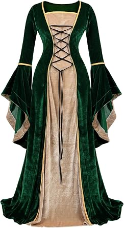 Kranchungel Renaissance Medieval Costume Dress Women Renaissance Irish Wench Peasant Dress for Ren Faire Themed Parties
