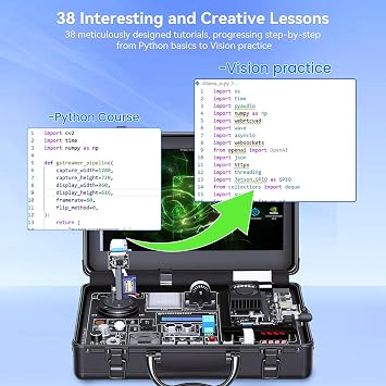 AI Starter Kit for Jetson Orin Nano with 11.6 IPS Screen | 8MP IMX219 Gimbal Camera, 30 Sensors, 38 Python Tutorials, Support AI Voice Interaction (Without Jetson Orin Nano Board)
