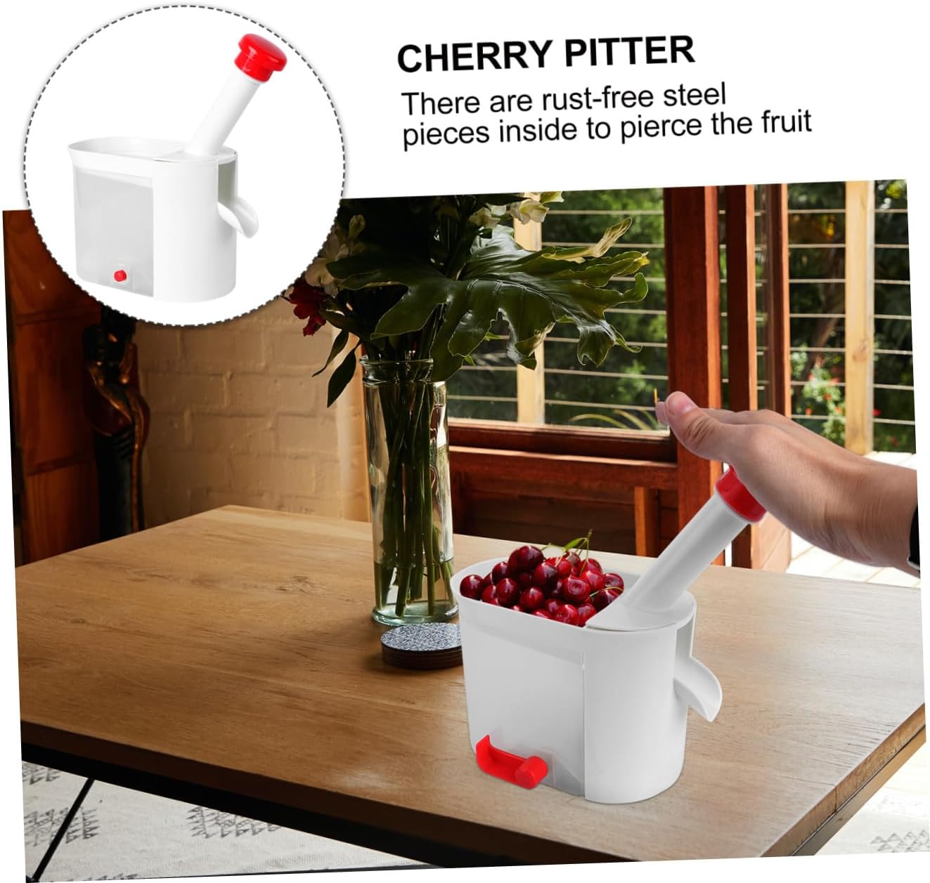 KICHOUSE Grape Slicer Cherry Remover 2-in-1 Cherry Pitter Tool Quick Pit Easy Squeeze Kitchen Fruit Gadget