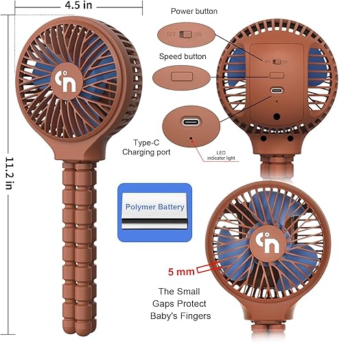 Miniatura 3 de WiHoo Ventilador Bluetooth para cochecito funciona con pilas, ventilador portátil para asiento de automóvil, ventilador de bebé, ventilador