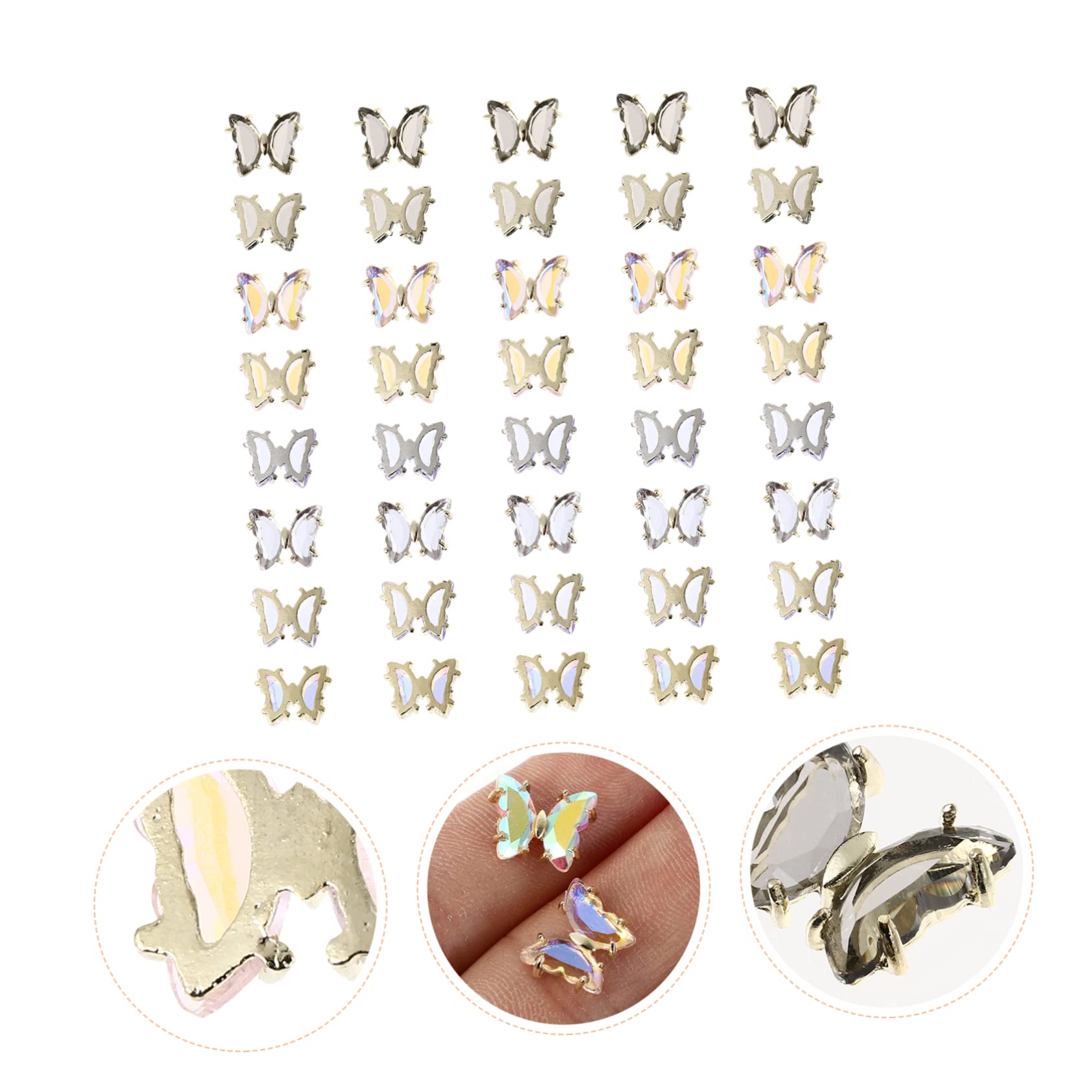 Healeved 160pezzi Charm Per Unghie Forma Di Farfalla Decorazioni Per Nail Art Glamour e Creative Adatte Per Manicure Professionale e Fai Da Te