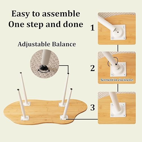 Miniatura 4 de Mesa de centro Cloud - Lindas mesas de té con bambú natural, mesas de café de madera maciza, mesa central de sofá moderna para sala de estar y