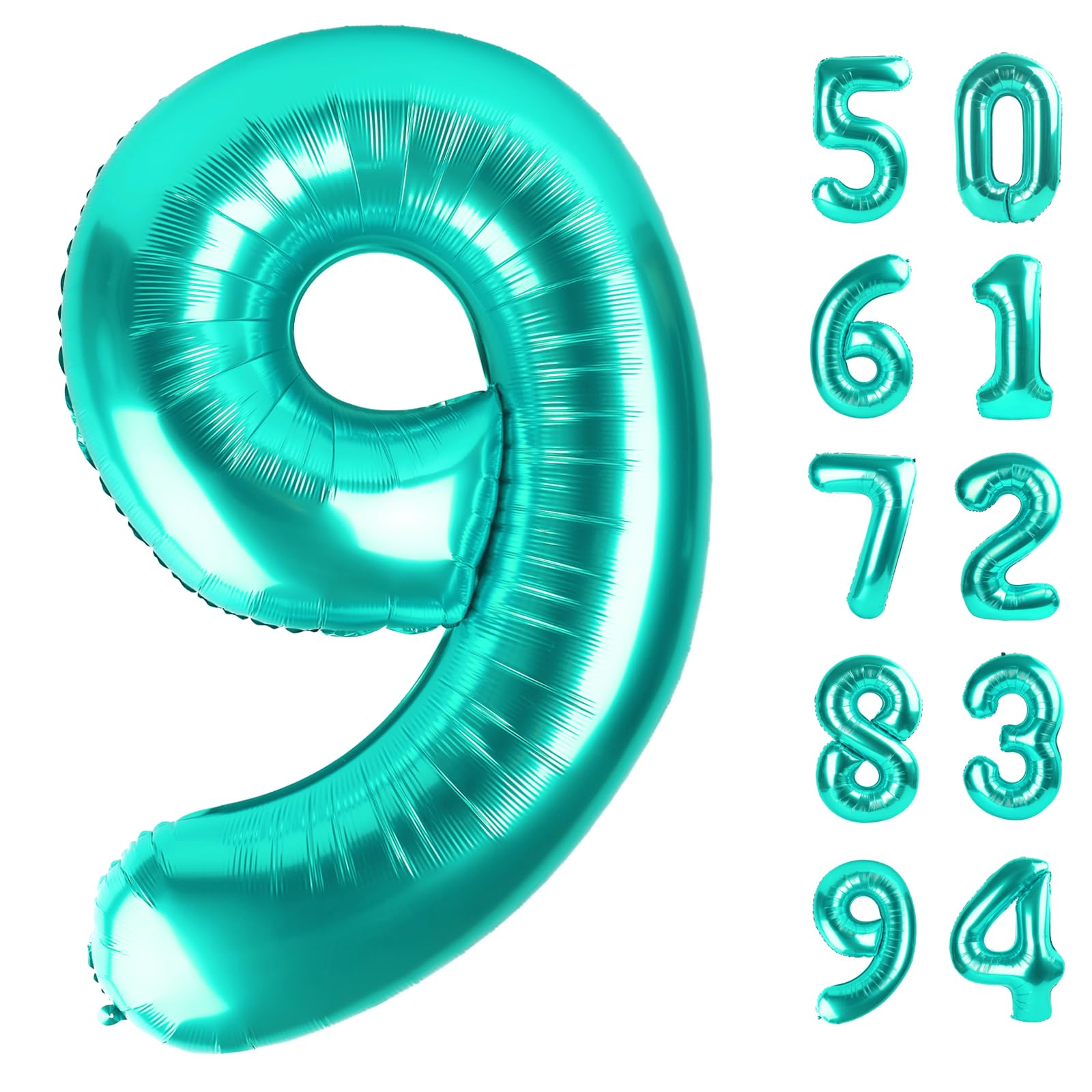 Nile Blue 9 Balloon - Number Balloon 40 Inch, 9th Nile Blue Decorations