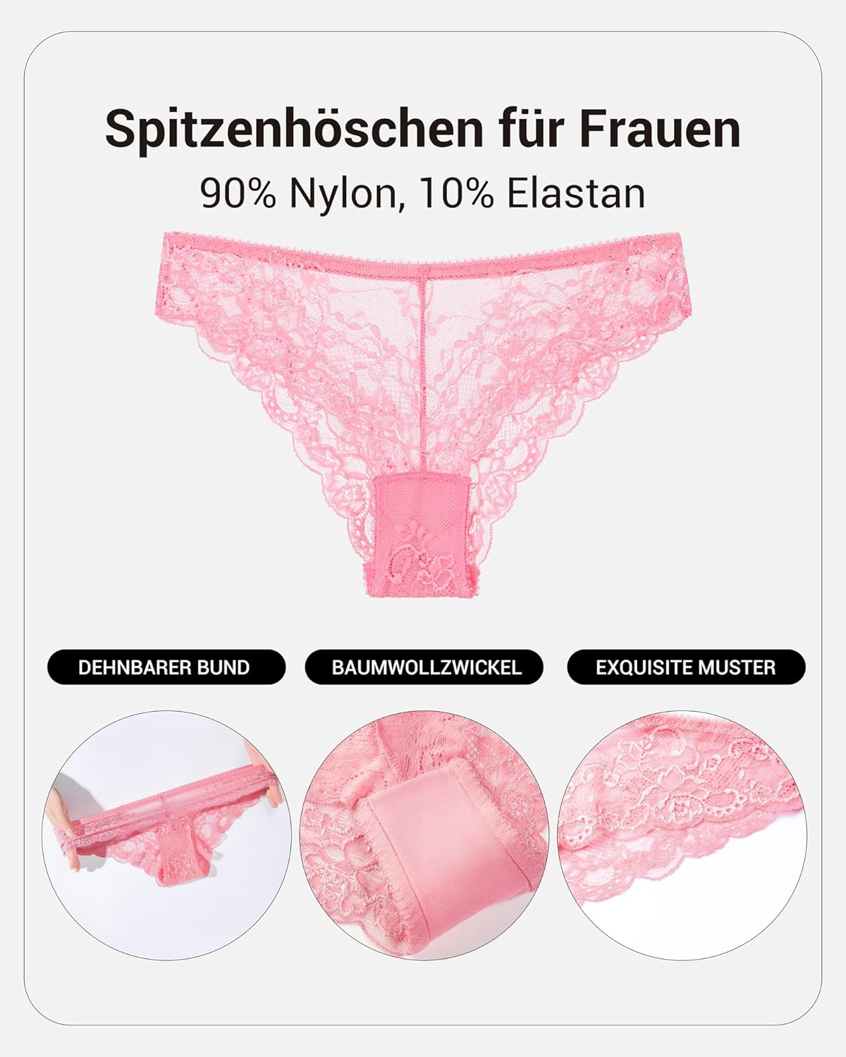 Seamless Cheeky Underwear for Women No Show Lace Panties for Women 5 Pack Sexy Cheeky Ladies Bikini Panties - Image 4