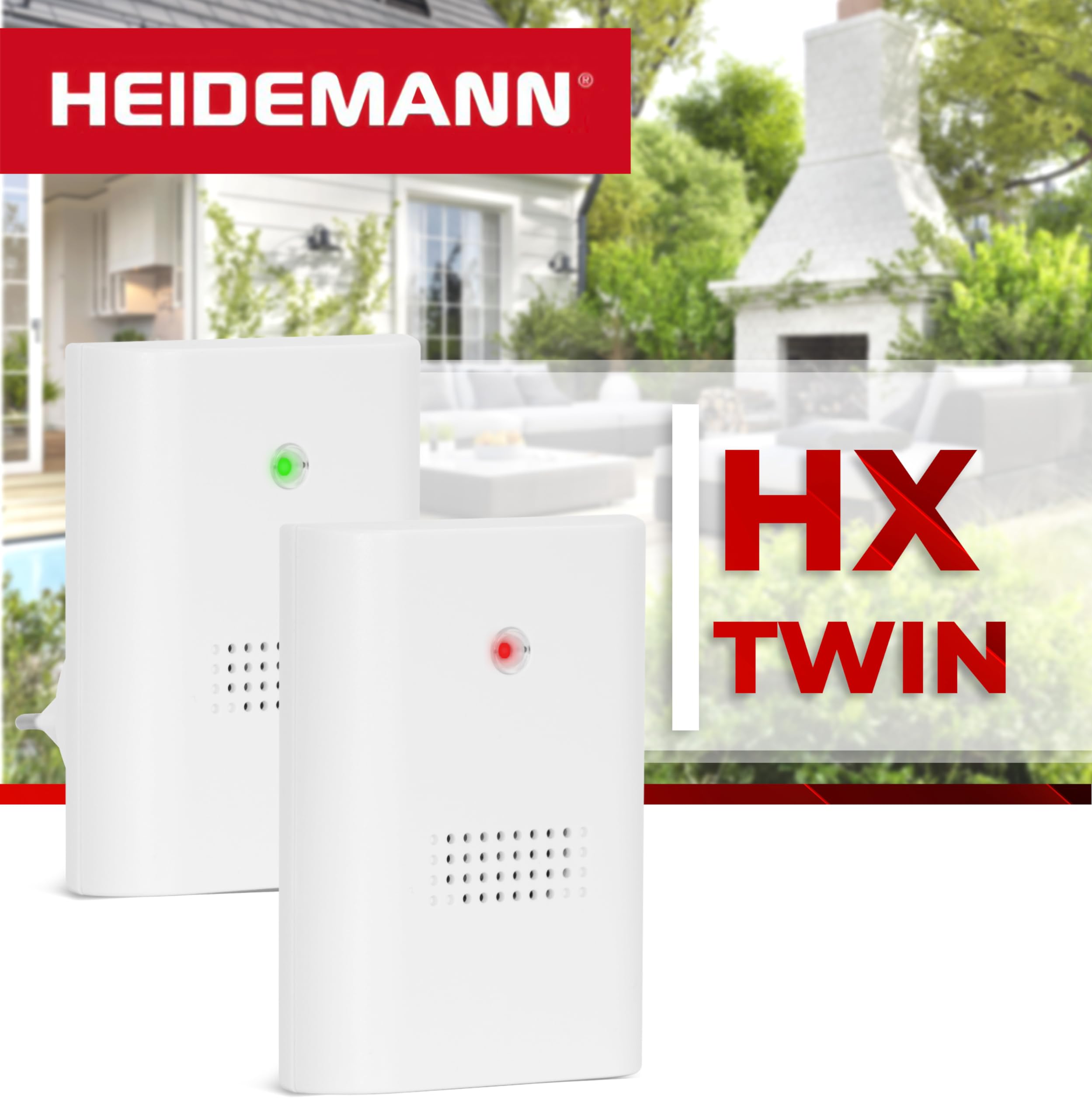 Kit de carillon sans fil HX Twin , système HX, récepteur stationnaire et portable avec clip de ceinture, blanc