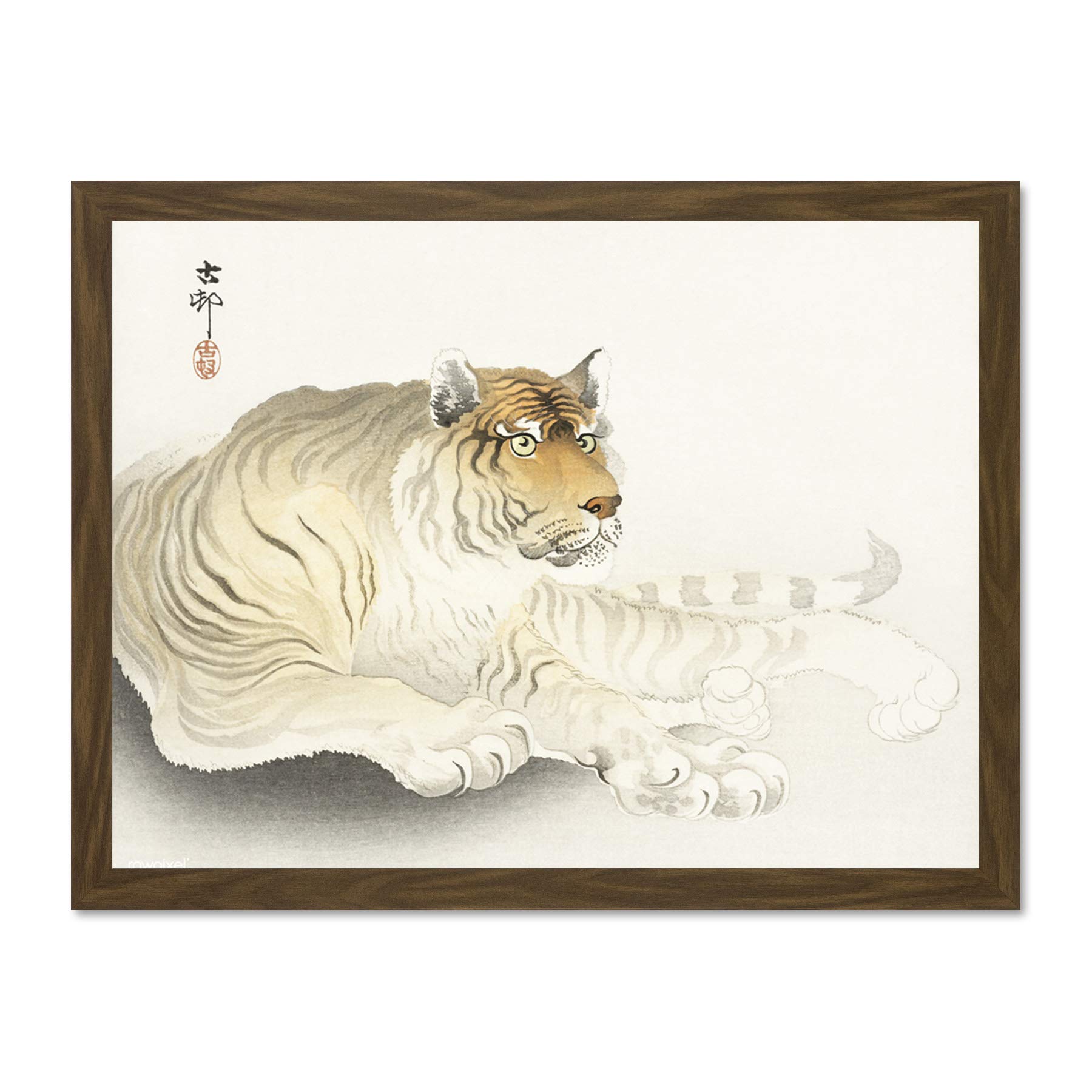 Tiger Watercolour Ohara Koson Large Framed Art Print Wall Poster 18x24 inch