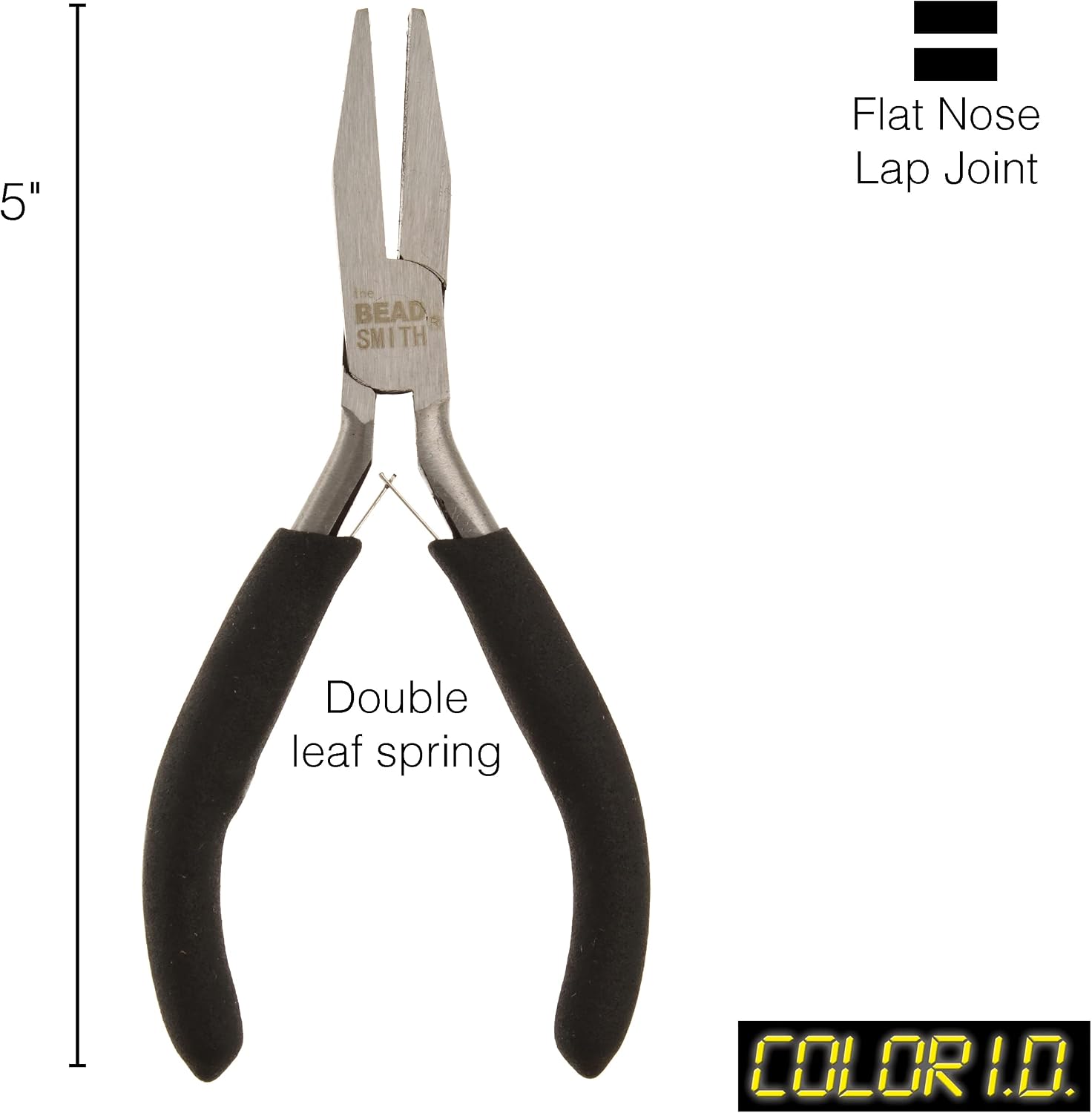 The Beadsmith Color-ID Flat Nose Plier – 5 inches (127mm) – Red Comfort Grip Handle – Polished Steel Head and Double-Leaf Spring - Tool for Jewelry Making image 3
