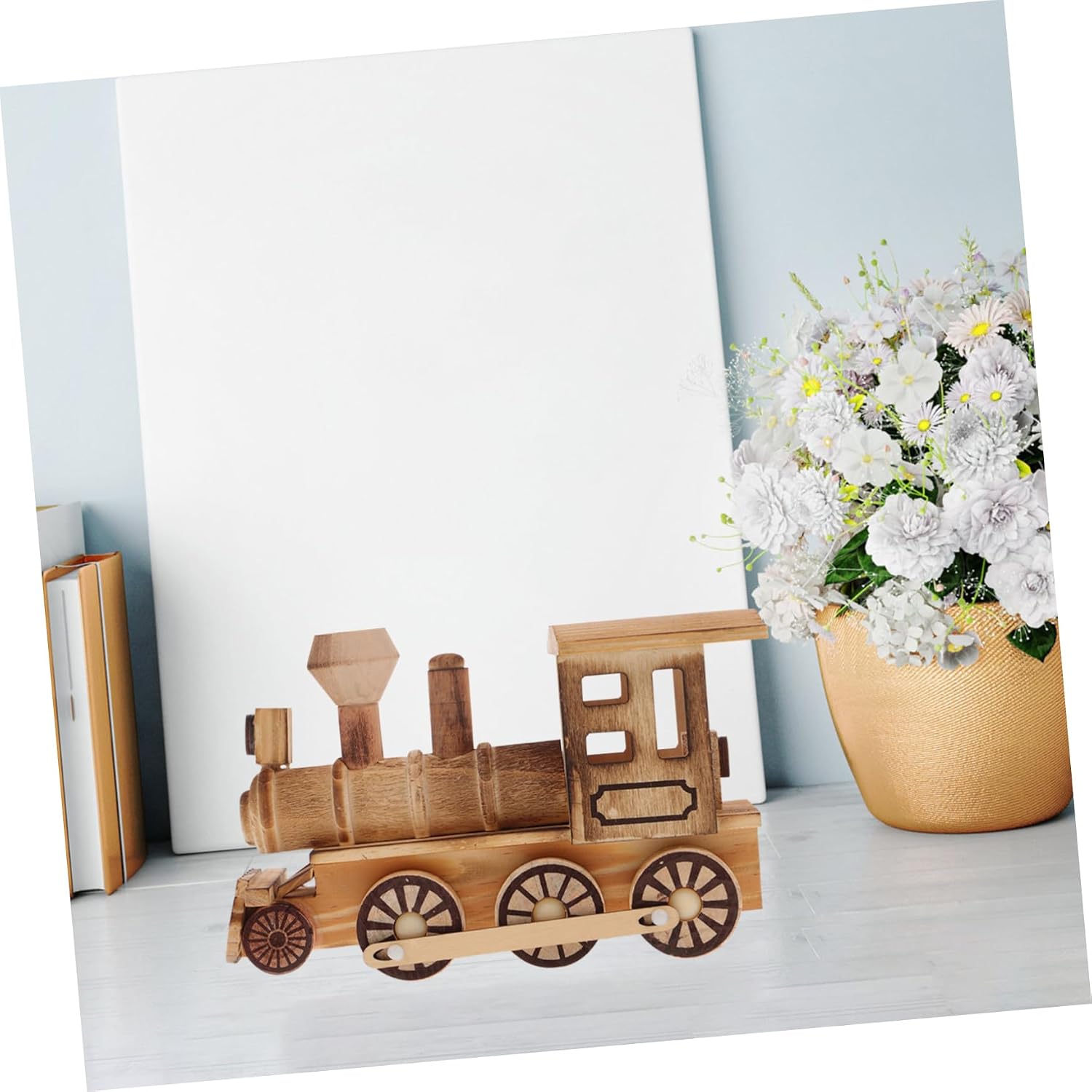 Homoyoyo Train Statue for Kids Wooden Locomotive Ornaments Home Decor Train Perfect Old Boys Wood Crafts