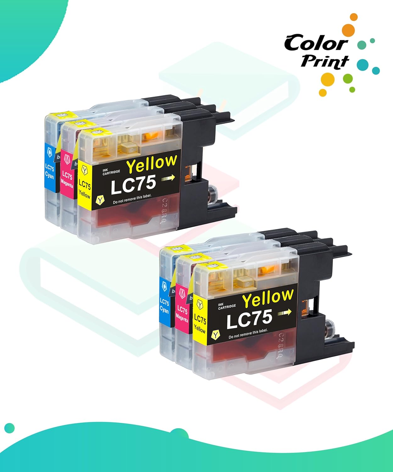 Compatible LC75C LC75M LC75Y Ink Cartridge Replacement for Brother LC75 XL LC75XL for MFC J425W J430W J435W J5910DW J625DW J825DW J835DW J6510DW J6710DW MFC-J6910DW MFC-J280W (6Pcs,2C2M2Y)