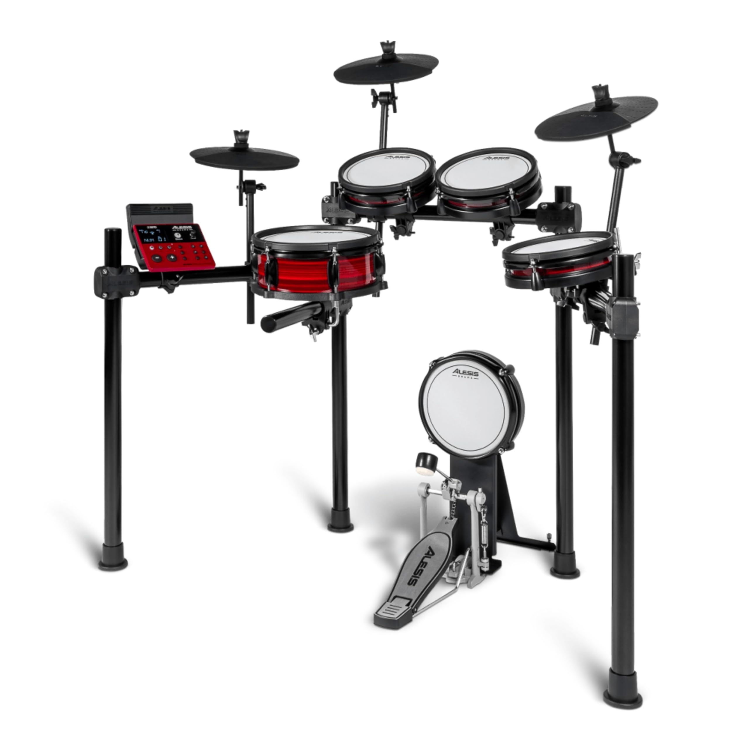Alesis Nitro Pro - Set de Batería Electrónica con Parches de Malla Doble Zona, 500+ Sonidos BFD, Bluetooth, Drumeo, MIDI USB, Compatible con Doble Pedal