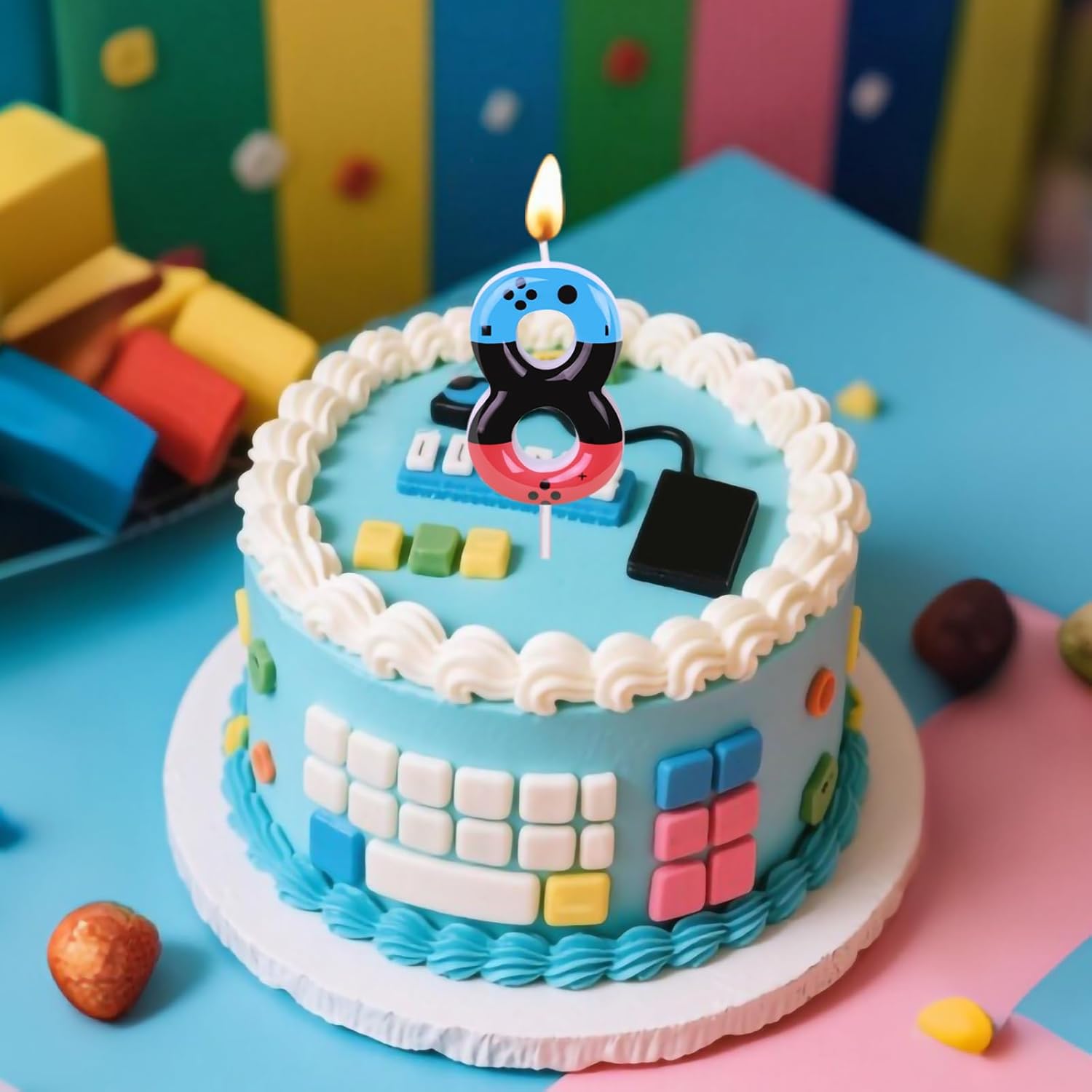Gaming Candle,Level 10 Number Birthday Cake Candles,10 Birthday Decorations for Boys,10th Birthday Candle Gamepad Birthday Candles,Video Game Controller Themed Kids Birthday Party Supplies（Number 10 - Image 4