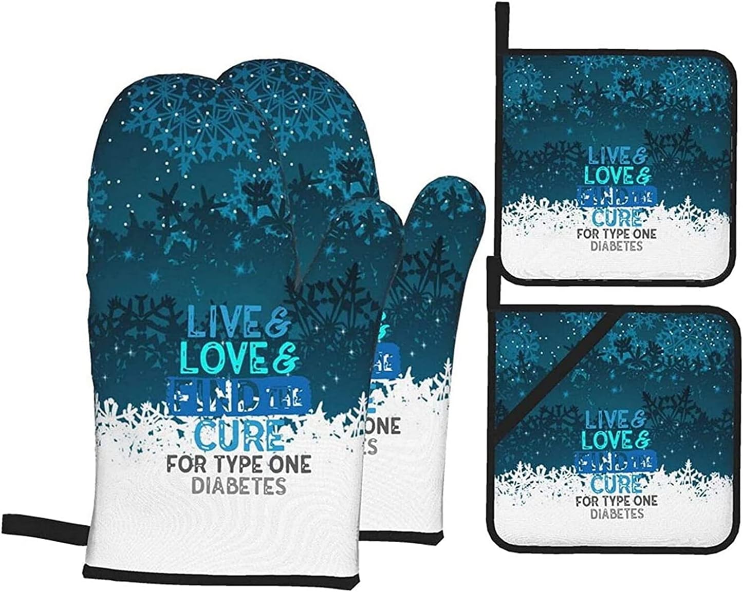 Colorful flip Flops Pattern Oven Mitts and Pot Holders Set of 4 Kitchen Set for Cooking