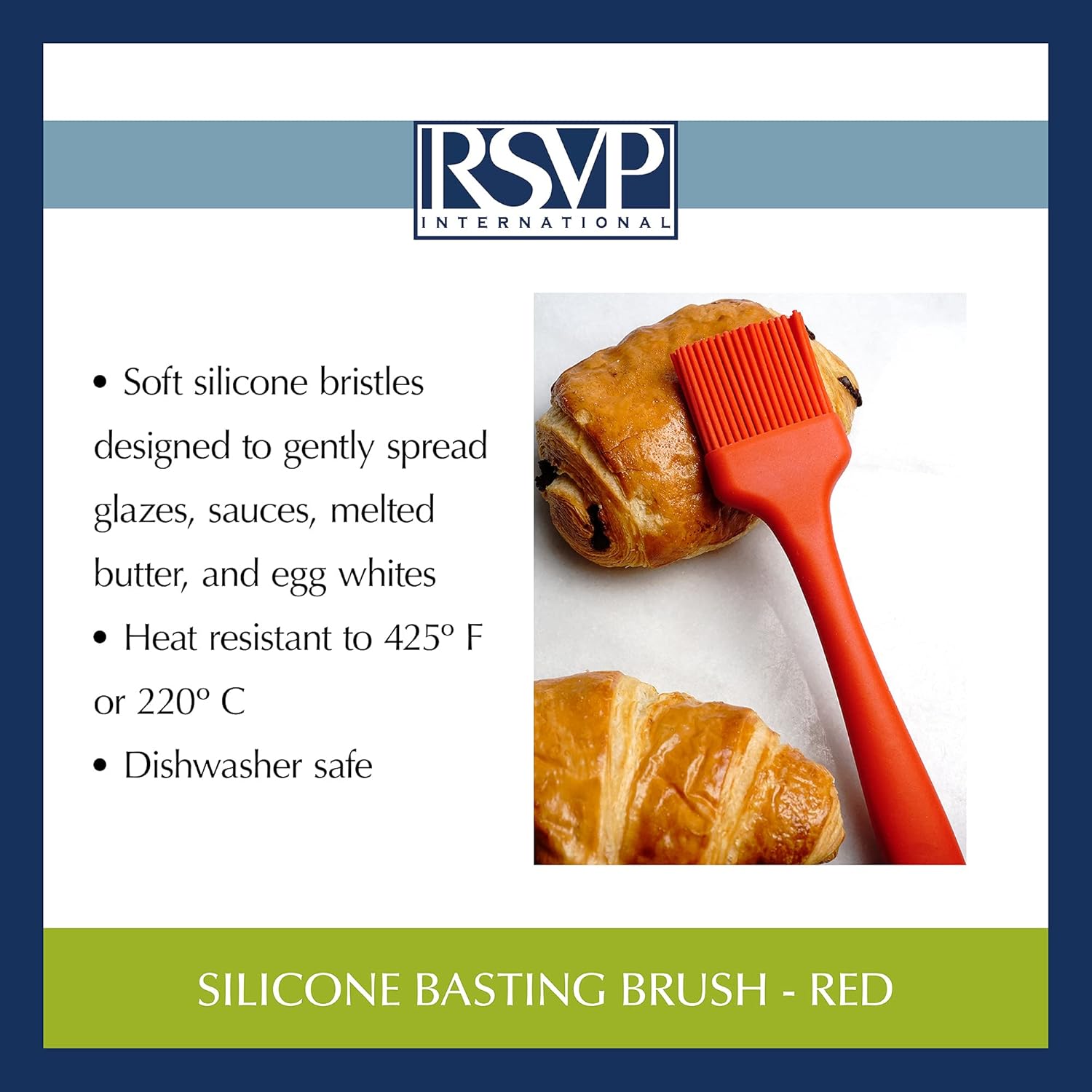 RSVP International Silicone Basting Brush, Red, 8.75" | Gently Spreads Butter, Sauces, Marinades, & More | Dishwasher Safe & Heat Resistant | BBQ Grill, Baking, Preparing Meats: Home & Kitchen