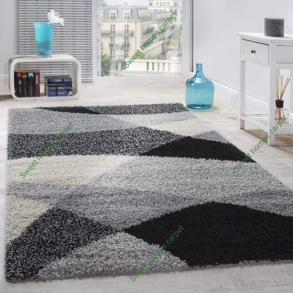 Handmade 3D Edge Collection Super Soft Microfiber & Polyester Silk Touch Rugs, Size 10x14,feet Colour- Black Multi