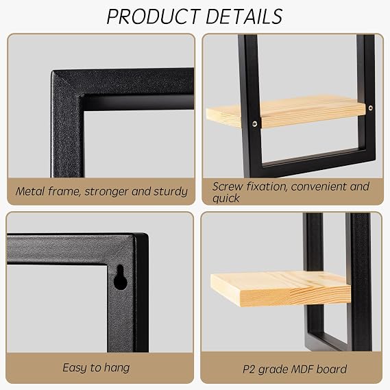 Set of 3 Floating Shelves For Wall, Brown