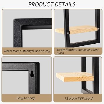 Set of 3 Floating Shelves For Wall, Brown