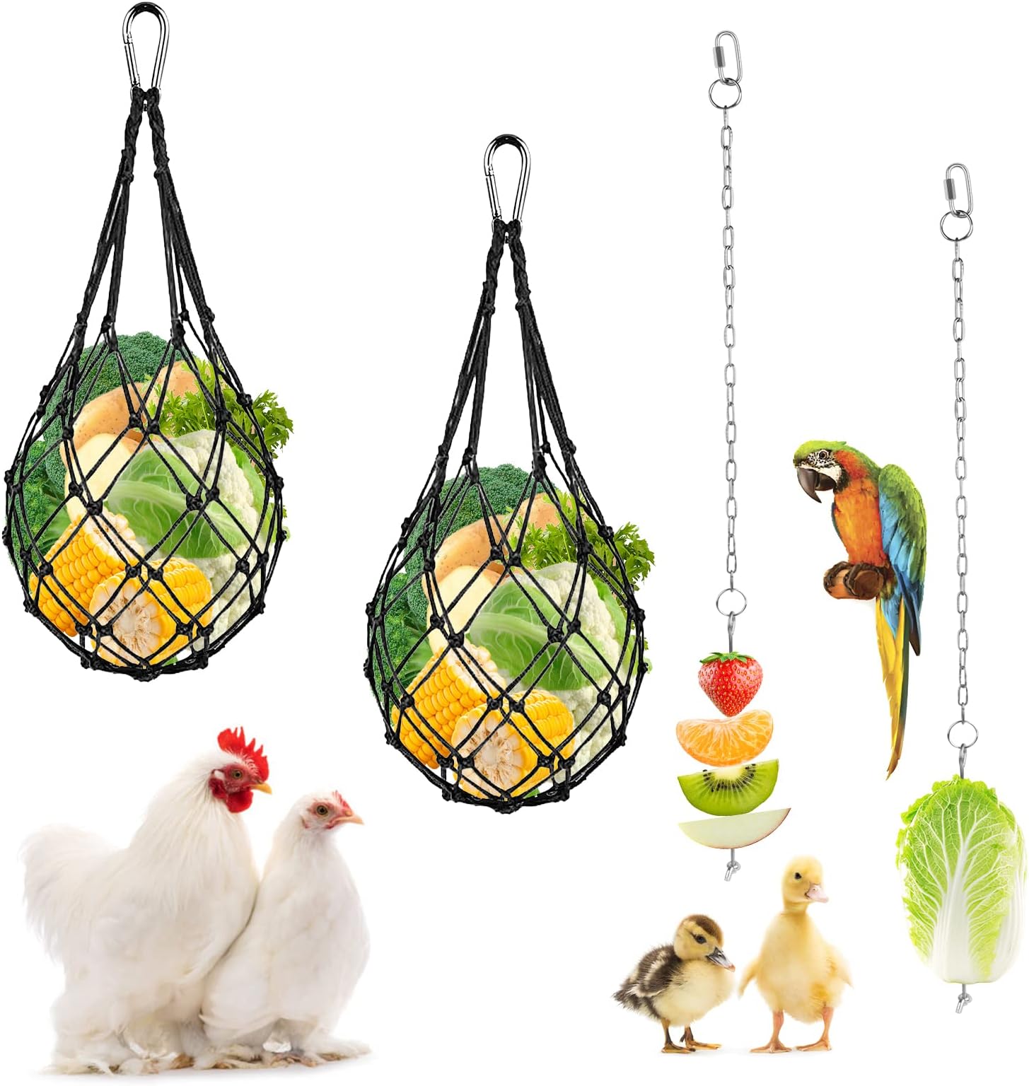 4 Stück Hühner Futternetz Zum Aufhängen - Für Obst & Gemüse