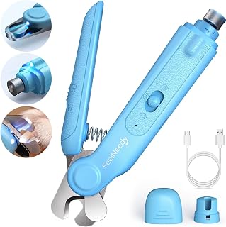 FEELNEEDY Dog Nail Grinder, 2-in-1 Dog Nail Trimmers and Dog Nail Clipper Kit with Dual LED Lights Safety Guard, Professional USB Rechargeable Pet Nail Grinder for Small, Medium and Large Dogs