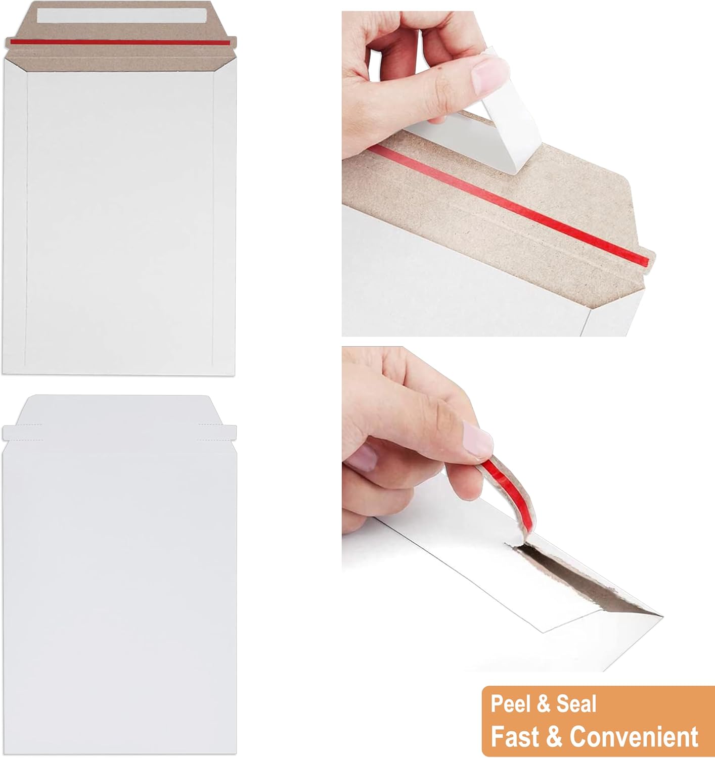 Durable Self-Seal Rigid Mailers 6 x 8 inch (100 Pack) – White, Lightweight, Tear-Resistant for Photos, Documents & More! - Image 4