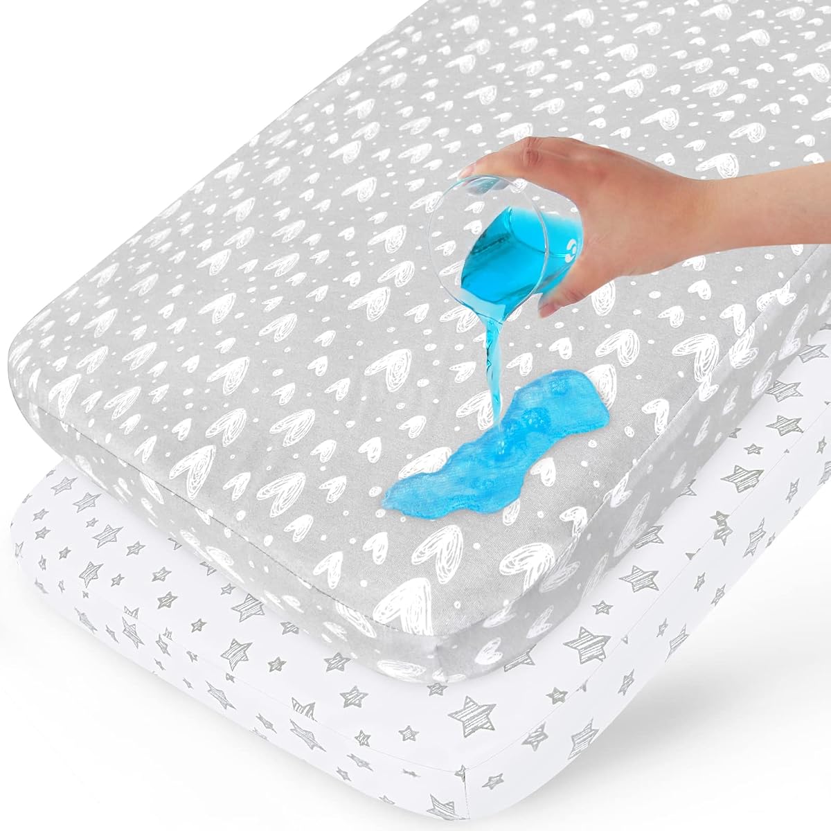Waterproof Crib Mattress Protector 2 Pack, 100% Organic Cotton Crib Mattress