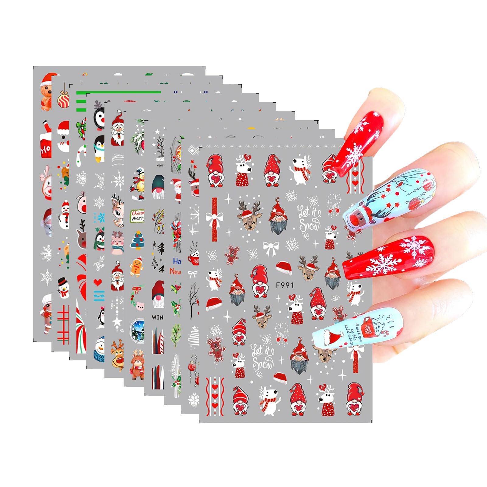 Amazon.co.jp: ネイルシール クリスマス 10枚セット サンタクロース 雪