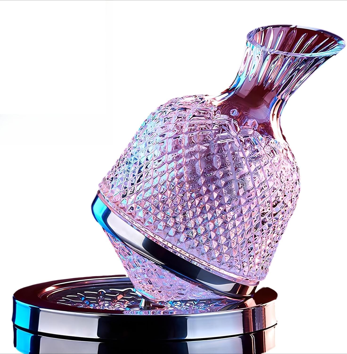 Crystal Spinning Liquor Decanters, 1.5L Handcrafted Rotating Carafe with 360° Rotation, Elegant Design for Wine Lovers (1500 ML)