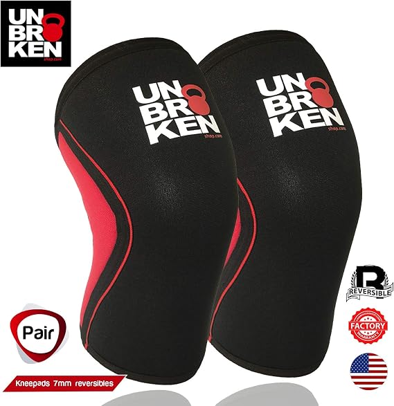 Reversible 7mm Knee Sleeve for Weightlifting, Strongman, Cross Fit, Cycling, Cardio - Kneecap Stability - Maximum Comfortable Support and Compression, (2 Sleeves)