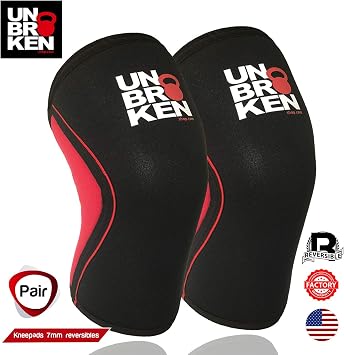 Reversible 7mm Knee Sleeve for Weightlifting, Strongman, Cross Fit, Cycling, Cardio - Kneecap Stability - Maximum Comfortable Support and Compression, (2 Sleeves)