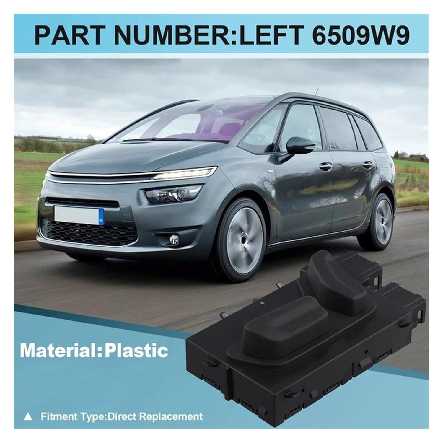 Car Seat Height Adjustment Button Switch Electric Seat Switch for Citroen C4 for Picasso II(Black Right)