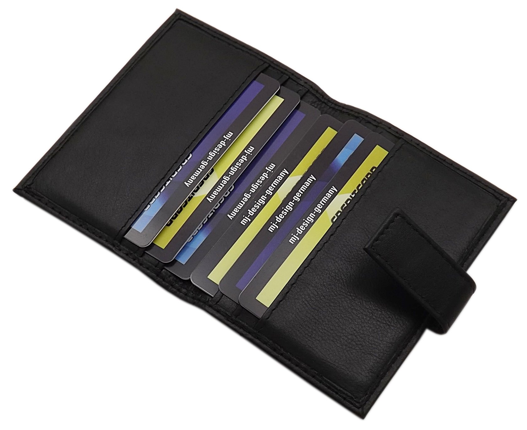 myledershop XL Leder Kreditkartenetui mit Ersatzfolie MJ-Design-Germany in Schwarz