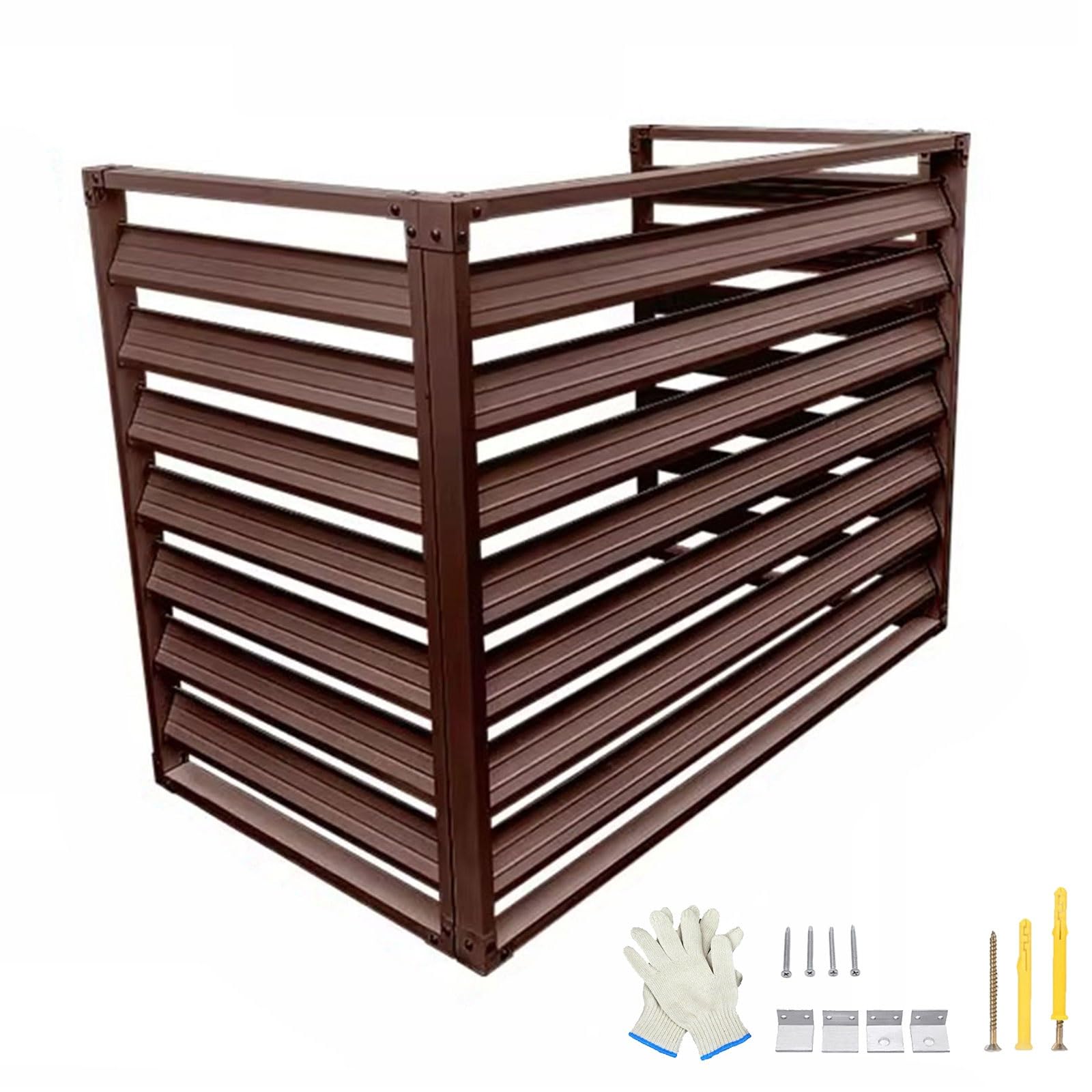 Pokrowiec na klimatyzator zewnętrzny 3 panele do kosza na śmieci obudowa sprzętu basenowego brązowa (43 x 24 x 31 cali 110 x 60 x 80 cm) odporna na warunki atmosferyczne i